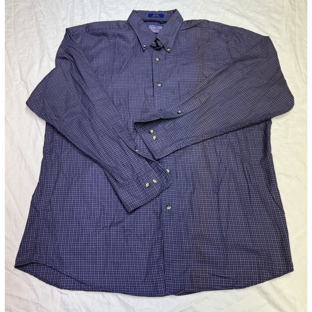 Pendleton Men's plaid button down shirt Purple plaid Long Sleeve Size L